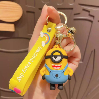 WHITE POPCORN Cute 3D Stuart Minion Keychain PVC | Strap Charm & Hook | Key Chain