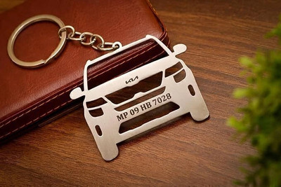kraftnix Kia Seltos Customizable Engraved Stainless Steel Key Ring With Number Plate Key Chain