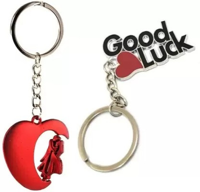 Virom Good Luck & Heart Rotating Couple Key chain for Valentines Couples Key Ring Key Chain