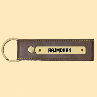 SY Gifts Rajmohan Name Brown Artificial Leather Keychain Key Chain