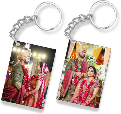 THE HATKE STORE Premium Custom Couple Photo Keychain Rectangular Shape For Birthday P2 Key Chain