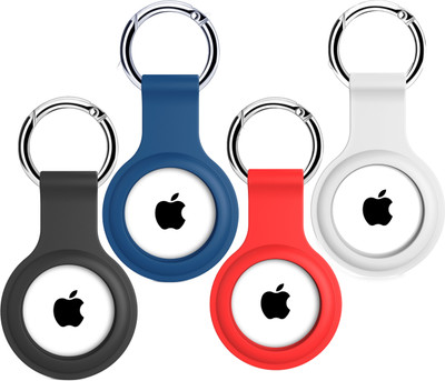 SQUIF Pack of 4 Airtag Case for Apple Airtags Silicone Case Protective Cover Key Chain