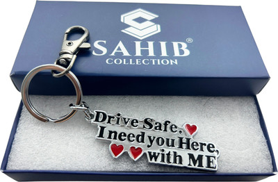 Sahib Collection Drive Safe with Black Hook Metal Keyring Pack of 1 Key Chain