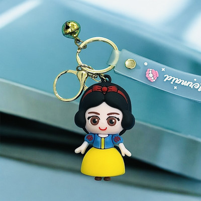 cutieclicks Cute Snow White Princess 3D Keychain | Cartoon Fairy Tale Keyring with Bell Key Chain