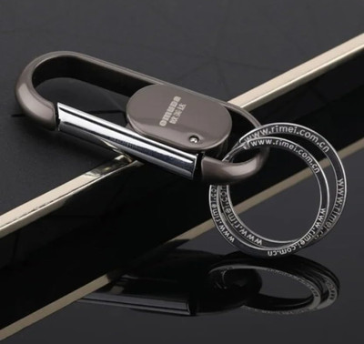 nuira Premium Hook Locking Two Rings Dark Grey Keychain For Bike Car Keyring Key Chain