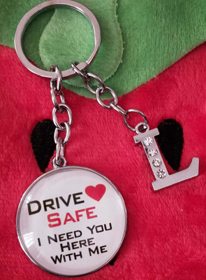 Meeko.com Keychain-L letter with Glass drive safe key chain 02 Key Chain