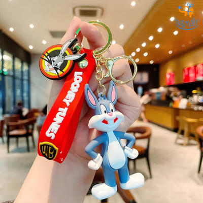 WorldForU Cute Looney Tunes Bugs Bunny 3D Silicone Miniature Key Chain