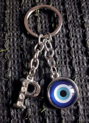 Meeko.com P Letter With Evil Eye Key Chain 4p Key Chain