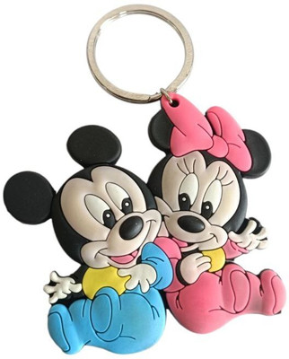 GiftyLuxe Cute Mickey & Minnie Disney characters Rubber Double sided Key Chain