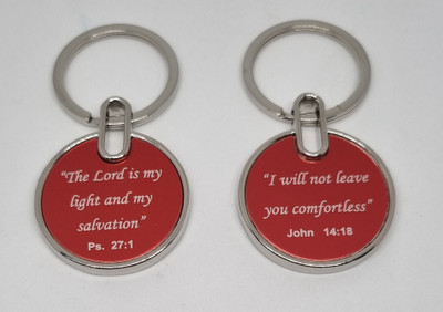 BLESSINGS Set Of 2 Red C Bible Verses Key Chain