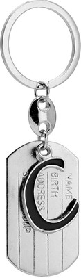 Meeko.com Alphabet C Silver Black Metal Keychain for Car Bike Men Women Keyring 3 Key Chain