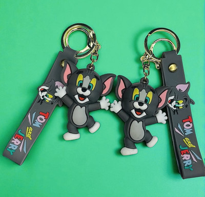 cutieclicks Energetic Tom Cat Keychain Duo - Dancing Tom & Jerry Fun (Set of 2) Key Chain