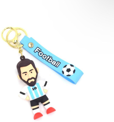 SRG PVC Rubber Messi Keychain with Strap LightBlue Dress Key Chain