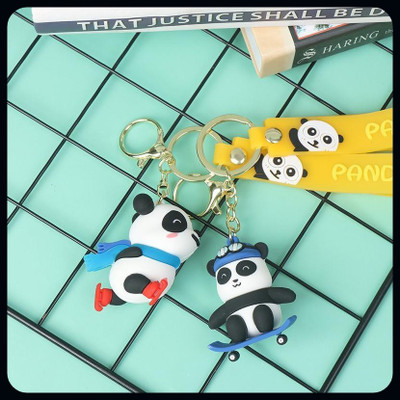 gtrp Cartoon Panda Keychain Sports Weightlifting Set Of 2 New-A Key Chain