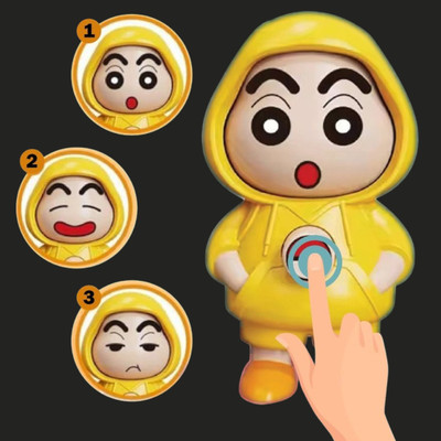 AirSoft Funny Shinchan Desk Toy Hoodie Collectible Cute Cartoon Expression Changing Key Chain