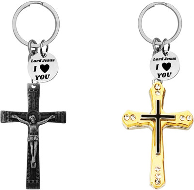The Men Gift Jesus Cross & Golden Crystal Cross Keyrings ShivkeyCom667-674 Key Chain