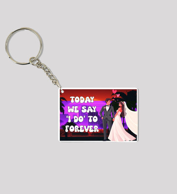 Special Trend Hub Happily Ever After Starts Today Printed Keychain Pack of 2 Key Chain