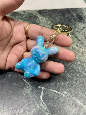 gtrp Cute Acrylic Panda Keychain With Bell (Blue) Key Chain