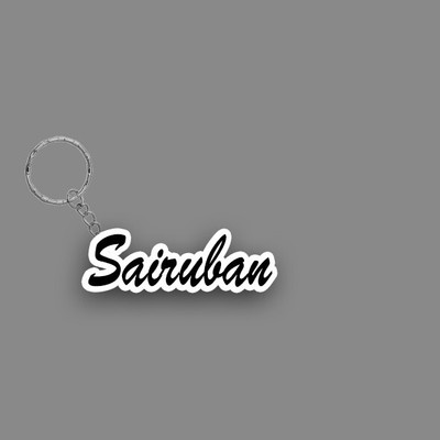 SY Gifts SYG Sairuban Name Keychain White And Black Key Chain
