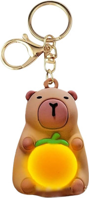 Gold Leaf Capybara Keychain Set – 2 Pcs Cartoon Light-Up For Bags & Gifts Key Chain