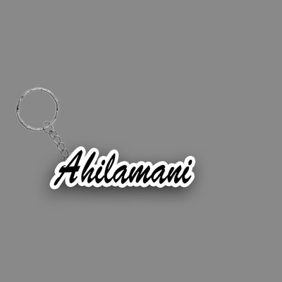SY Gifts SYG Ahilamani Name Keychain White And Black Key Chain