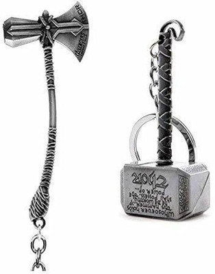 Shining Gift Thor Hammer Design Metal, Decorative Key Holder, Random Colour (Pack of 2 Item) Key Chain
