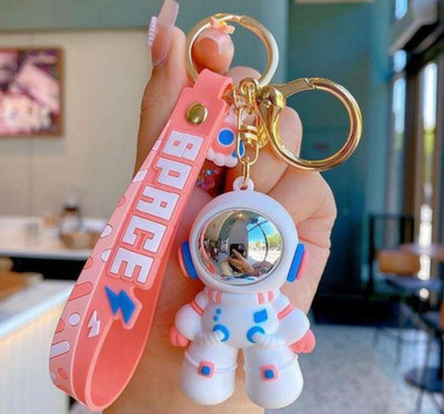 SRG Astronaut PVC Keyring with Strap and Charm with Hook Pink Key Chain