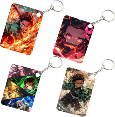 DFLEXPRINTS demon slayer anime Premium keychain 4pcs Key Chain
