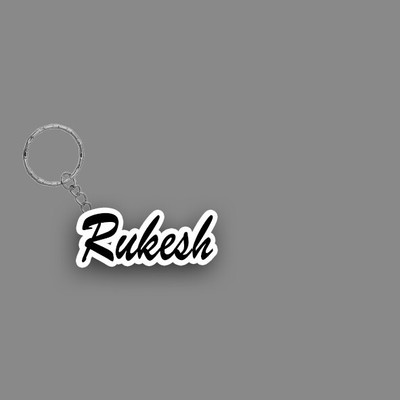 SY Gifts SYG Rukesh Name Keychain White And Black Key Chain