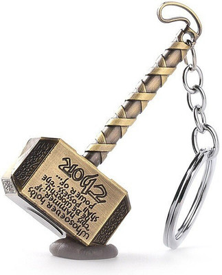 FLAMBE New_Thor Hammer Marvel Avengers Superhero Gold Metal Ring Key Chain