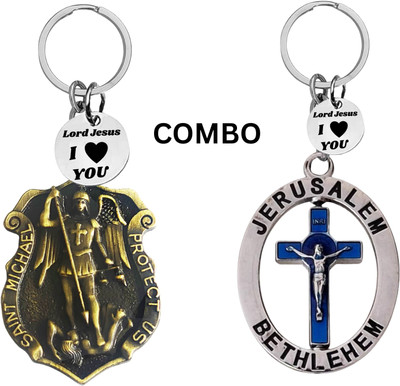 The Men Gift Double-Sided Saint Michael Keychain – Jesus Christ Key Ring Medal Com645-672 Key Chain