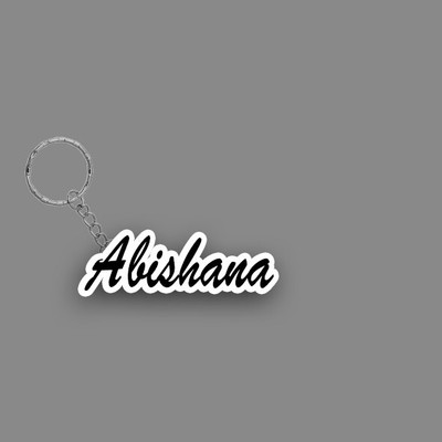 SY Gifts SYG Abishana Name Keychain White And Black Key Chain