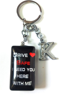 Meeko.com Keychain-Glass Drive Safe With K Letter Bike Key Chain 03 Key Chain
