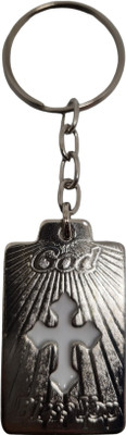 BLESSINGS Nickle Rectangle Cross Key Chain