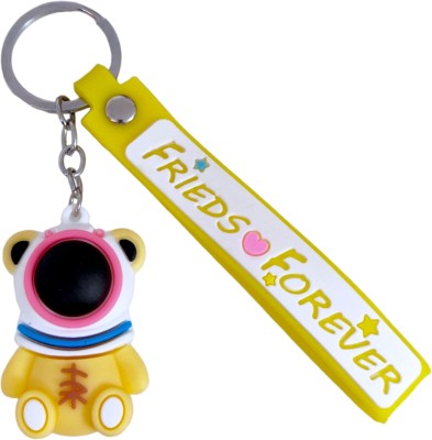 WorldForU Cute 3D Alien Keychain With Ribbon Silicone Key Chain