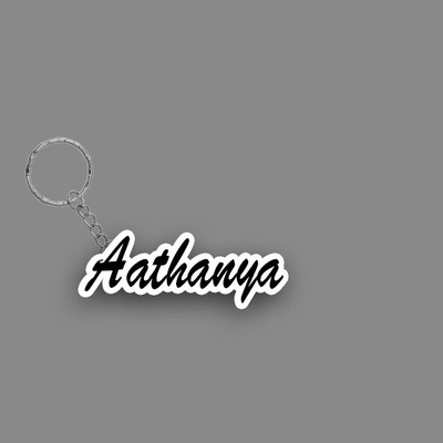SY Gifts SYG Aathanya Name Keychain White And Black Key Chain