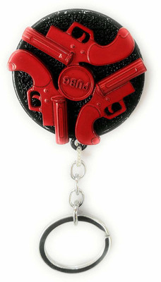 gtrp keychain-3 Red Gun Spinning Metal PUBG Flare Gun Key Chain