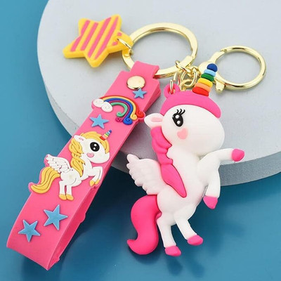 GKM Attractive Unicorn PVC latest design keychain with strap Key Chain