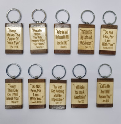 BLESSINGS Set Of 10 Wooden Christianity J Key Chain