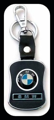 gtrp Trendy-Imported Leather Key Chain/Key Ring with Chrome Car Logo Colour:BMW Key Chain
