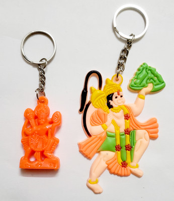 ShopTalk Orange hanuman with rubber hanuman Key Chain