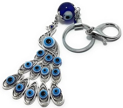 NSV Evil Eye Peacock Design Metallic Keychain Key Chain