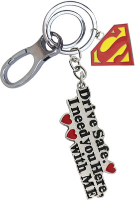 HANDSOME ISK Premium Finishing Drive Safe Stainless Steel With Supermen Locking Lock Key Chain