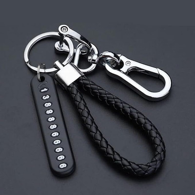 ZOMBIO Keychain Anti Lost Car Graided Leather Keychain with Phone Number Pendant Key Chain