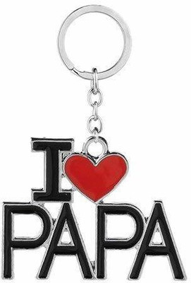Meeko.com I Love Papa Heavy Metal Keychain Keyring Gift for Father Full Metallic Key Chain