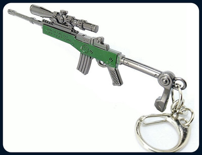 GIKH Pubg Mini 14 CAL Gun 3D Metal Body Props 120mm Length Green-Keychain Key Chain