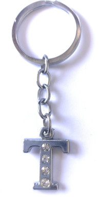 Badalteyalfaaz Beautiful Cristal Fited Alphabet Letter T Metal Keychain Key Chain