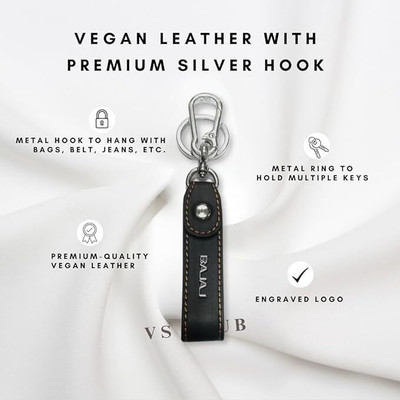 VS Club BAJAJ SILVERHOOK Logo Keychain| Vegan Leather | Rust Free Metal Key Chain