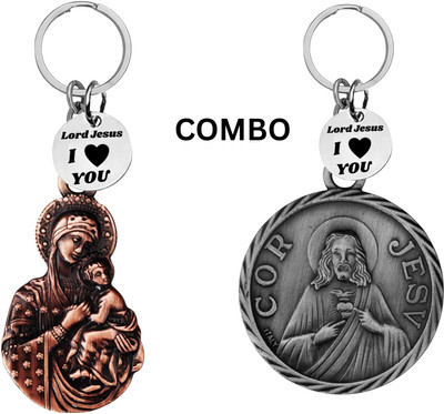 M Men Style Lord Jesus Keychain Combo– Sacred Heart Religious Keyring Set SkeyCom638-625 Key Chain