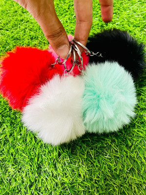 BBG NEW_Four pcs of attractive Pompom quality keychain set keyring Key Chain
